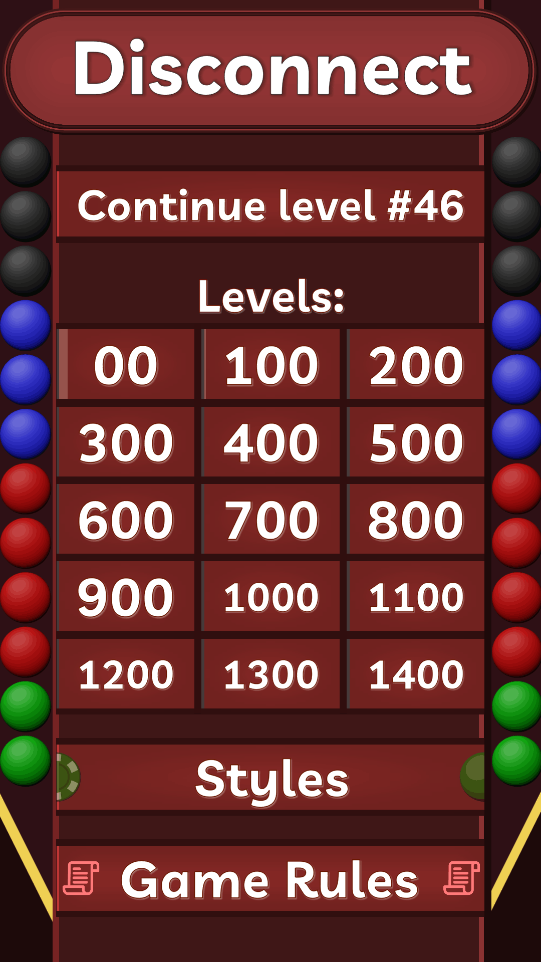 Disconnect main menu
